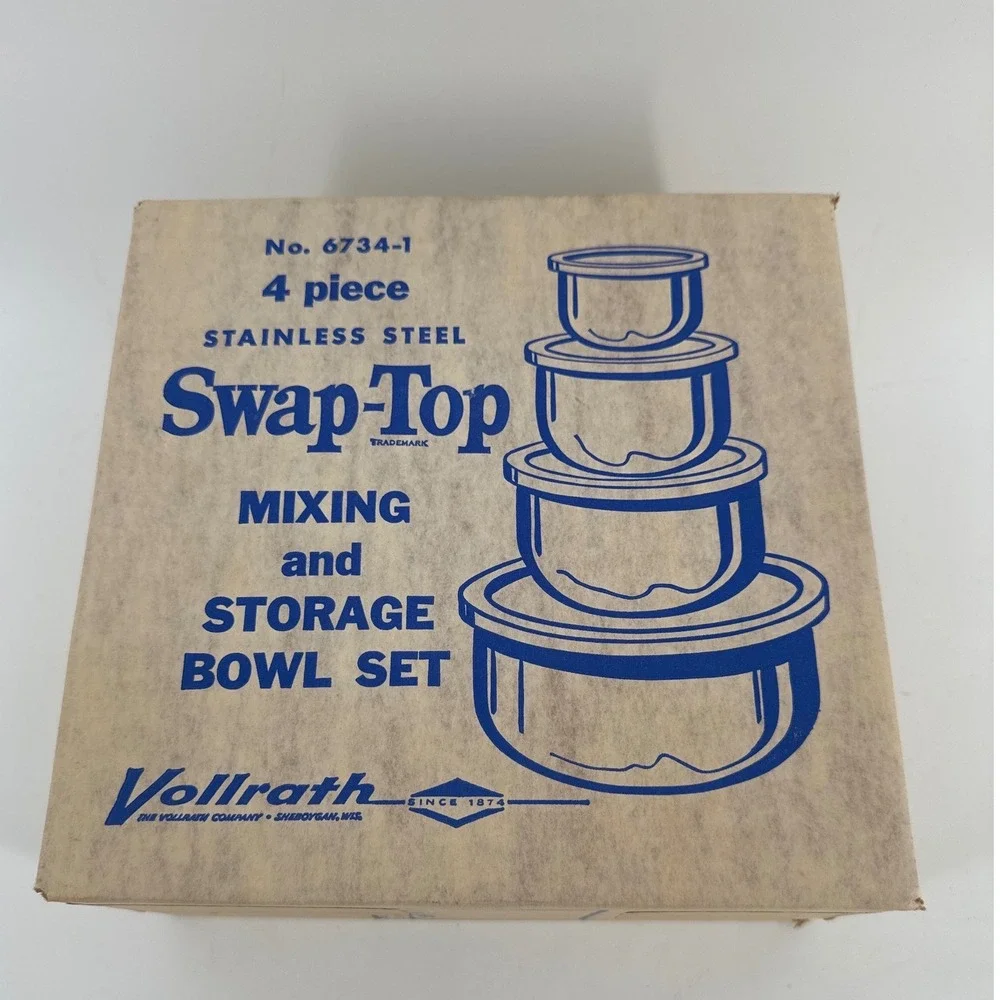 Vollrath Swap-Top Mixing Storage Bowl Set Silver Stainless Steel 4pc